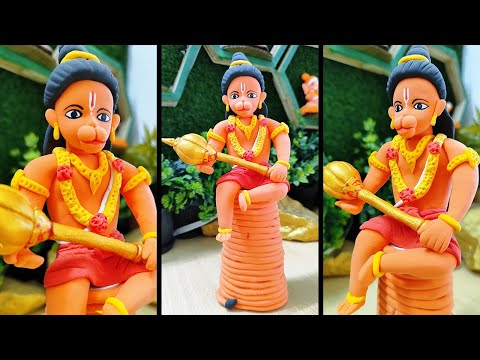 Hanuman ji Clay Idol with Super clay  Step By Step making Process 🏵️🏵️ #hanumanstatus #diy #clayidol