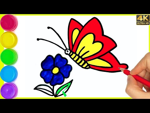 How to draw butterfly drawing || Easy step by step butterfly drawing | butterfly drawing with flower