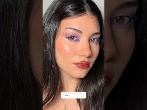 violet makeup tutorial💟 comment the next colour!! #purplemakeup #colorfulmakeup #trendymakeup