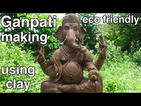 Ganesh Idol making in my village - clay & no colors eco friendly | Ganapathi bappa clay idol making