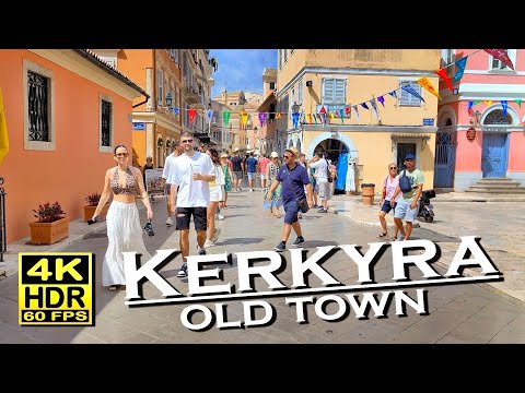 Kerkyra Old Town Corfu , Shops, Restaurants in 4K 60fps HDR (UHD) 💖 The best places 👀 Walking tour