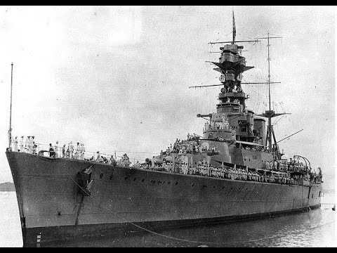 HMS Hood: 8 x 381 mm guns 12 x 140 mm guns, 4 torpedo tubes, 31 Knots 3 x AA Cannon, Length 861 Feet