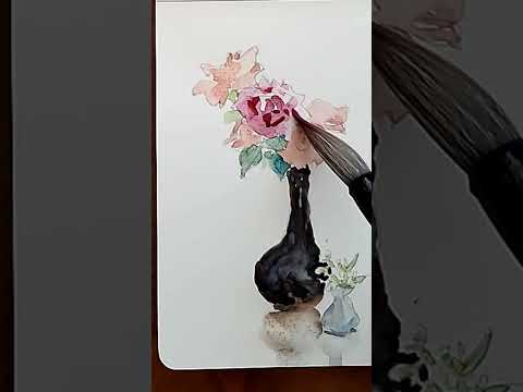 Roses and Jasmine Henry's watercolor floral painting time-lapse