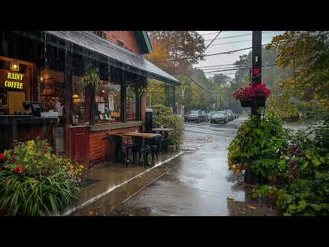 Immerse Yourself in the Peaceful Ambiance of Rainfall Near a Serene Café | Rain Sounds for Relaxing