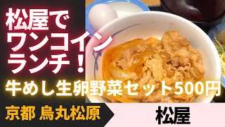 【松屋】松屋で500円ランチ！　牛めし生卵野菜セット　編集ソフト変えて見た(⌒-⌒; )