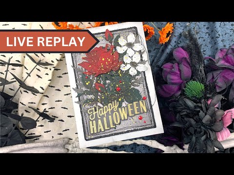 🟣LIVE REPLAY! Honey Bee Gothic Rose Halloween Card