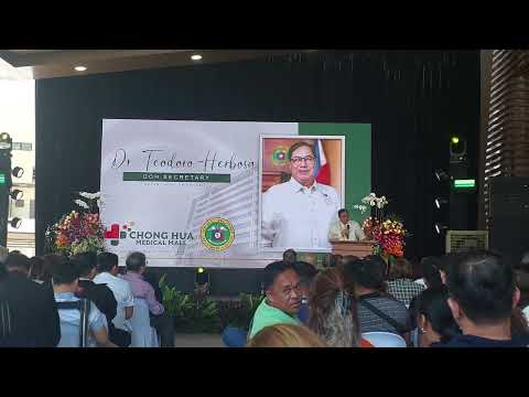 DOH Secretary Teodoro Herbosa makes a keynote speech on the grand opening of Chong Hua Medical Mall