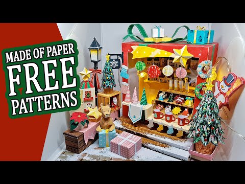 DIY cute Christmas market miniature dollhouse made of paper