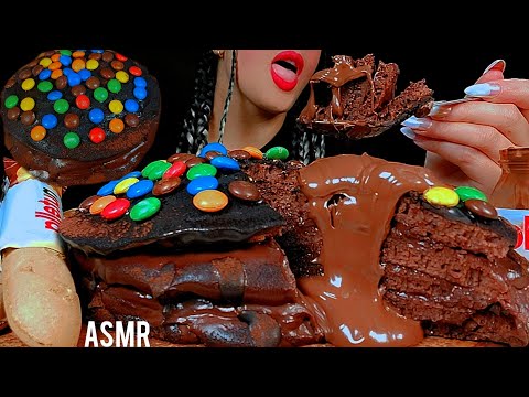 🍫ASMR nutella chocolate crepes cake 👅🥞and M&Ms whit milk|무크방 초콜릿 크레이프 케이크🍫mukbang |notalking 🐾