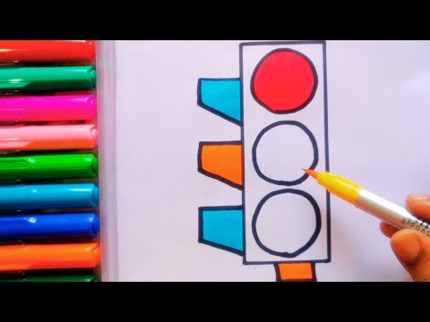 Drawing and Painting Traffic Signal for Kids Toddlers | Simple Drawing, Coloring #drawing