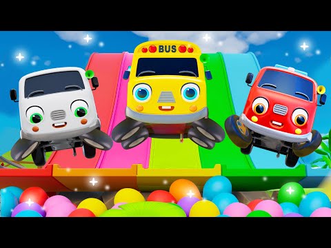 The Wheel On The Bus Song 🚌 | Oh Look! Car Jumps Into The Pool of Balls | Nursery Rhymes & Kids Song