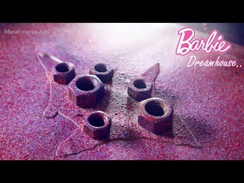 Barbie Dreamhouse Painting with a Toothbrush & Water color/ Acrylic  / A Fun and Messy DIY Project!