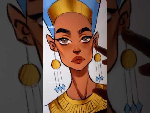 Nefertiti✨A queen of Ancient Egypt, the great royal wife of Pharaoh Akhenaten. #nefertiti #procreate