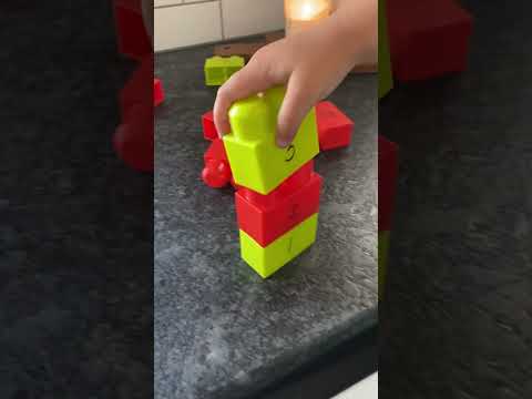 Super Simple Number Ordering Practice for Toddlers Using Plastic Blocks