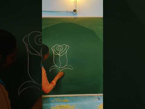 easydrawing of rose budon black board #ਪੰਜਾਬੀ_ਭਾਸਾ਼ #handpainting #calligraphymaster #art