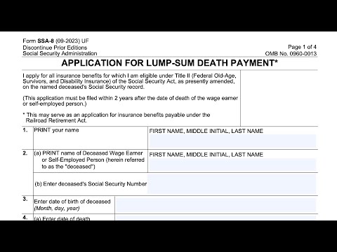 Form SSA 8 walkthrough (Application for Lump Sum Benefit)