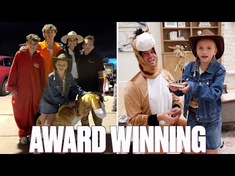 AWARD WINNING COSTUME COMBO | FATHER DAUGHTER CREATIVE COSTUME WINNER | OUR DAD IS A HORSE'S BEHIND