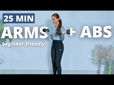 25 Minute Dumbbell ARMS & ABS Workout at Home | 2 in 1 Workout | No Talking Workout | No Pushups