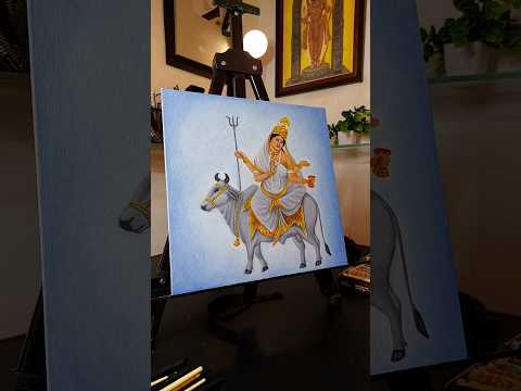 DAY 1 : SHAILPUTRI MAA 🙏 #shailputri #oilpainting #shorts