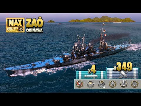 Cruiser Zaō: Huge damage game on map Okinawa - World of Warships