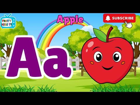 The ABC Fruit Song | Phonics Fun & Nursery Rhymes, A to Z Fruits in Purple Big & small Letters #abc