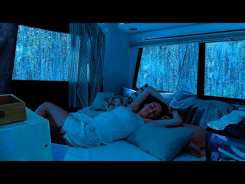 Insomnia Relief in 3 Minutes with Soothing Rain & Thunder Sounds on Window Cozy Car at Night