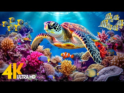 Ocean 4K - Sea Animals for Relaxation, Beautiful Coral Reef Fish in Aquarium (4K Video Ultra HD)