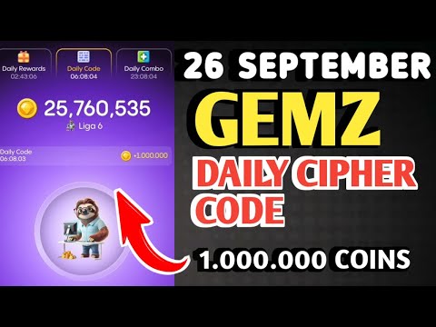 GEMZ DAILY CIPHER CODE TODAY 26 SEPTEMBER 2024 | GEMZ DAILY CODE TODAY | GEMZ COIN DAILY CODE