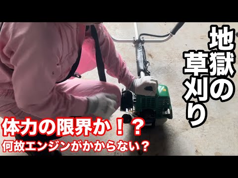 地獄の草刈りその後が悲しすぎた！体力の限界か？何故エンジンがかからない！