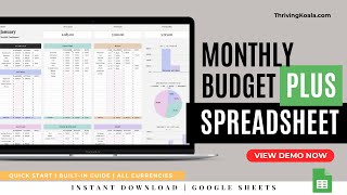 MONTHLY BUDGET TEMPLATE for Google Sheets || Budget Planner Spreadsheet - Budgeting for Beginners