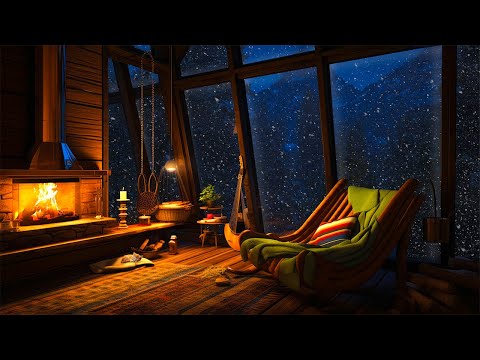 Relaxing Fireplace Crackling | Blizzard Sounds with Howling wind for Deep Sleep