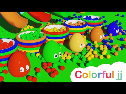 Learning colors colorful eggs on a farm | color egg videos for toddlers | Colorful jj