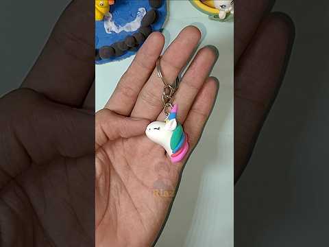 DIY unicorn 🦄 keychain 😁#diy #clayart #viralshort