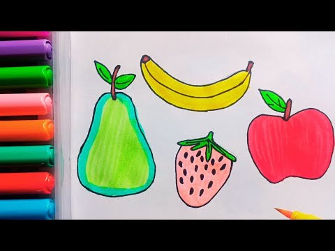 Drawing and Painting Colorful Fruits for Kids & Toddlers | Simple Drawing, Coloring #drawing