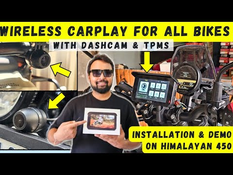 Wireless CarPlay Device With DashCam & TPMS For All Bikes | Himalayan 450 Installation, Demo & Price