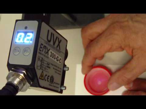 EMX UVX UV Sensor - Detecting Glue Luminescence on Bottle Cap