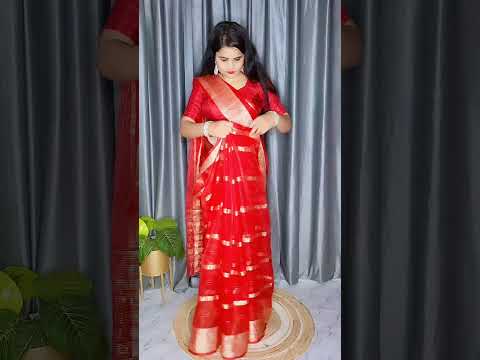 organza saree draping trick and tips for Beginners | saree draping style #ytshorts #sareedrapping