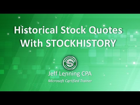 Historical Stock Quotes with Excel's STOCKHISTORY Function