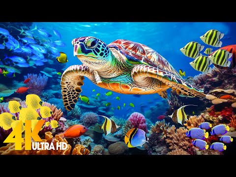 Ocean 4K - Sea Animals for Relaxation, Beautiful Coral Reef Fish in Aquarium (4K Video Ultra HD) #84