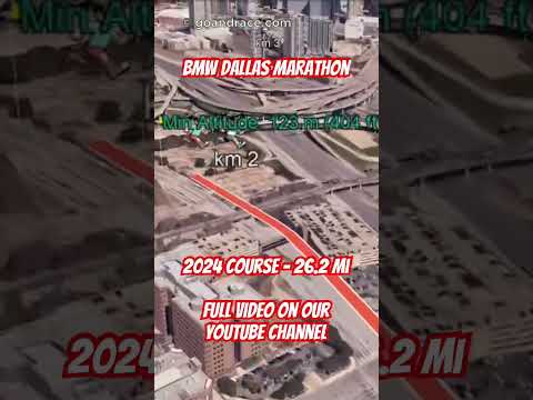 BMW Dallas Marathon (2024): fly over the marathon course! Video of the race path.