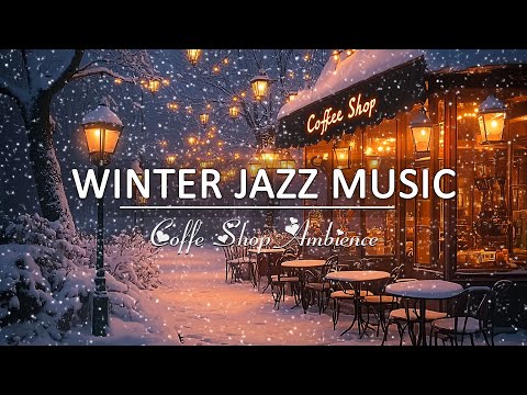 Night Winter Jazz Vibes ❄️ Snowy on Town Streets & Warm Cafés in a Peaceful Christmas Town