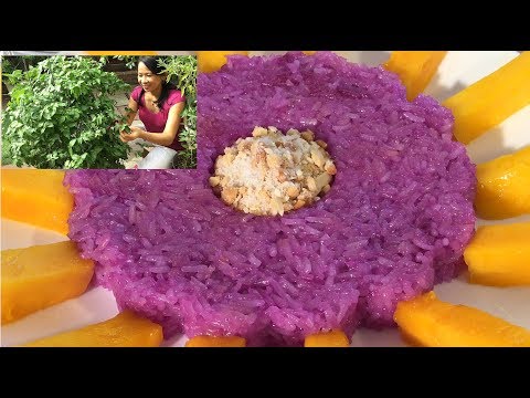 How To Make Magenta Sweet Sticky Rice With Mango-Xôi Lá Cẩm-Vietnamese Recipes