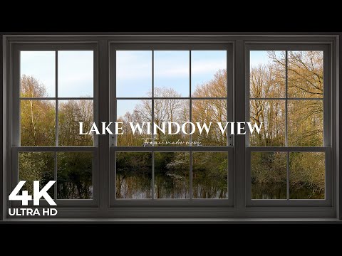 4K lake window view during sunset - Relaxing, Calming, Ambience,