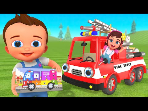 Learn Numbers for Children with Wooden Fire Truck Puzzle Toy Set | 3D Kids Toddlers Educational