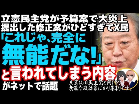 立憲民主党が修正予算案で大炎上w復興予算増額も蓮舫の事業仕分けを彷彿させる基金の削減でツッコミ殺到・・・