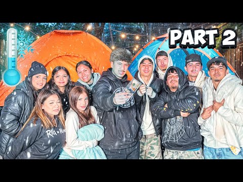 LAST TO LEAVE THE TENT WINS $1500!!! (FREEZING COLD CHALLENGE) pt.2