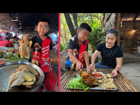 Market show: Chef Seyhak buy ingredient to cook roasted chicken - Chef Seyhak