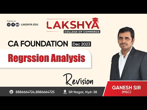 RAPID REVISION FOR STATISTICS (REGRESSION ANALYSIS) || CA FOUNDATION || BY U GANESH SIR M.Sc