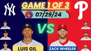 Philadelphia Phillies vs. New York Yankees LIVE PLAY-BY-PLAY (07-29-24) #phillies #yankees #mlb