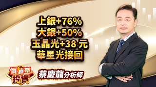 中視【價值型投資】20241225#蔡慶龍：上銀+76% 大銀+50% 玉晶光+38 元 華星光接回#中視 #中視新聞 #蔡慶龍 #價值型投資 #摩爾證券投顧